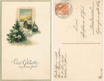 New Year Christmas tree embossed card o 31.12.1917