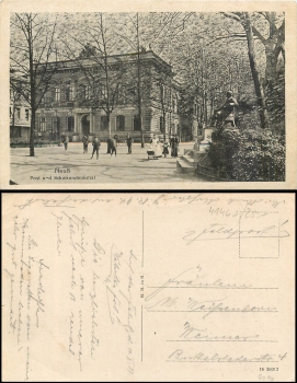 Neuss Postamt  Schwanndenkmal gebr. 1917