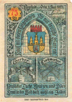 Neustadt an der Orla emergency money note, 1921