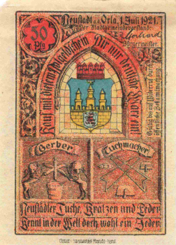 Neustadt an der Orla emergency money note, 1921