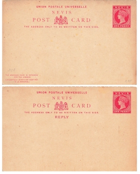 Nevis Post Card Antwort Ganzsache Victoria 1882