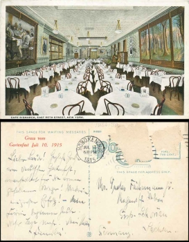 New York City Cafe Bismarck gebr. 10.7.1915