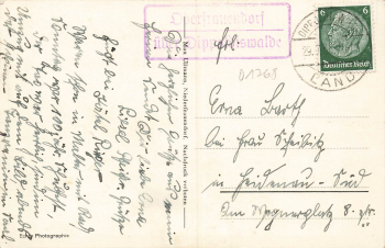 Niederfrauendorf Glashuette Landpoststempel Oberfrauendorf via Dippoldiswalde o 1936