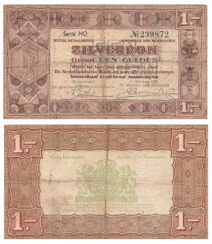 Niederlande 1 Zilverbon Gulden 1938 Banknote