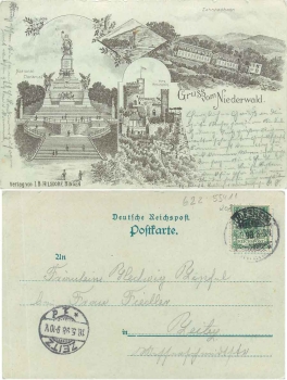 Niederwald memorial with rack railway Litho o 18.5.1898