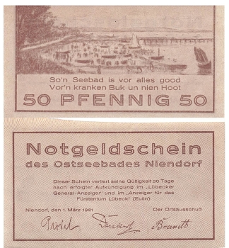 Niendorf Ostseebad 50 Pfennig Notgeld 1921