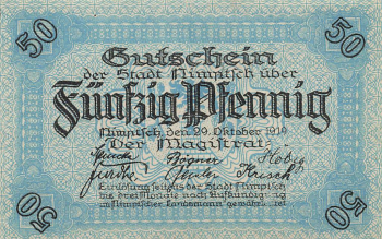 Nimtsch Notgeldschein Schlesien Niemcza 1919