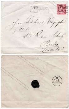 North German postal district 1 groschen postal stationery envelope from Fehrbellin April 24, 1868 to Berlin