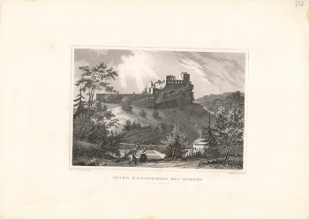 Norten Hardenberg Ruine original Stahlstich um 1850