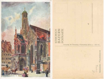 Nuremberg Frauenkirche artist card Heinrich Kley * ca. 1910