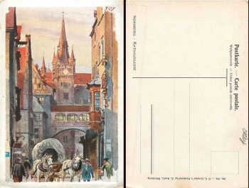 Nuremberg Rathausgasse artist card Kley * ca.1910
