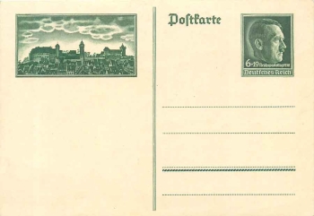 Nürnberg Reichsparteitag 1938 Ganzsache 6 Pfennig Adolf Hitler *
