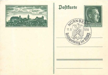 Nürnberg Reichsparteitag 1938 Ganzsache 6 Pfennig Adolf Hitler Sonderstempel