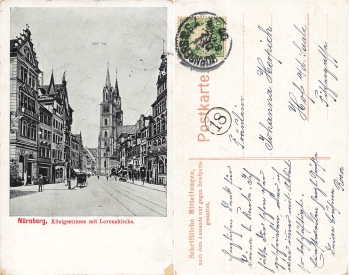 Nuremberg Konigstrasse Bavarian postman stamp 18 o 23.12.1907