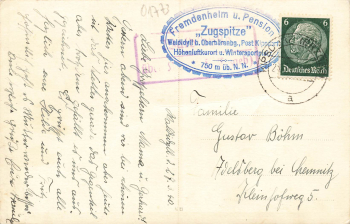 01773 Oberbärenburg Erzgebirge Pension Zugspitze o 1940