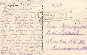 Obergurig Oberlausitz Landpoststempel Obergurig Neukirch (Lausitz) Land o 1930