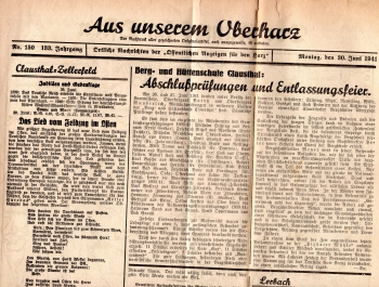 Oberharz Tageszeitung 30. Juni 1941