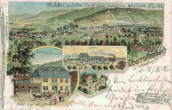 Oberrottenbach Königsee Thüringen Gasthaus zur Sonne Litho o 1906