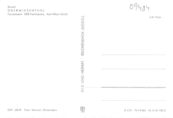 Oberwiesenthal Ferienheim VEB Fettchemie Karl-Marx-Stadt * 1976