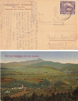 Oberwittig Bohemia Gickelsberg artist card o 1921