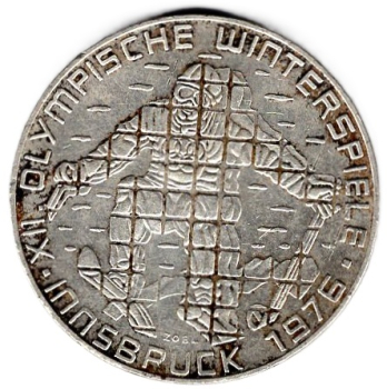 Österreich 100 Schilling XII Olympische Winterspiele Innsbruck 1976 Skifahrer