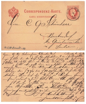 Österreich 2 Kreuzer Karta Korespondencyjna Ganzsache o Brody 6.12.1880 nach Borstendorf