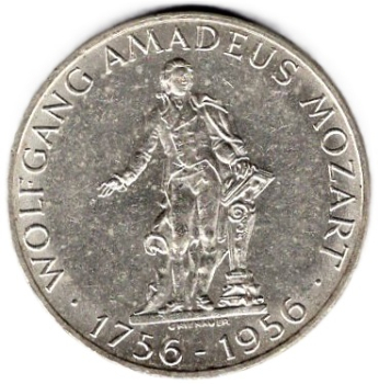 Austria 25 Schilling 1956 Wolfgang Amadeus Mozart Silver Coin