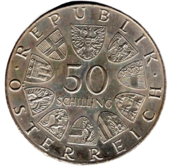 Austria 50 Schilling 1974 Vienna International Garden Show Silver Coin