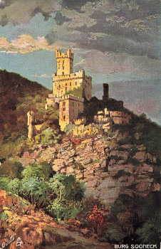 55413 Niederheimbach, Sooneck Castle, artist's postcard, Tucks Oilette * circa 1910