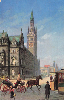 Hamburg Rathaus Pferdekutsche Künstlerkarte Tucks Oilette * um 1910