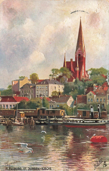 Flensburg St. Jürgen Kirche Künstlerkarte Tucks Oilette o 1910