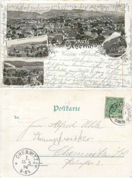 Olbernhau Greetings from, Litho o 15.05.1894