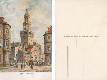 Oppeln Upper Silesia Town Hall Artist's Card Raabe Opole * around 1920