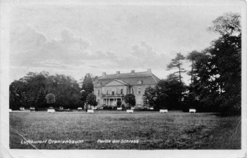 Oranienbaum Schloss Landpoststempel Kakau über Dessau o 1942