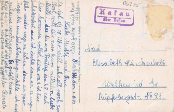 Oranienbaum Schloss Landpoststempel Kakau über Dessau o 1942