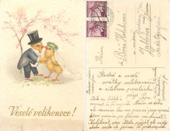 Osterküken als Brautpaar Kuss o 6.4.1941