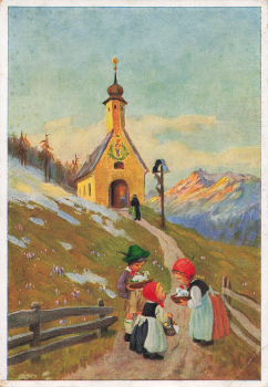 Ostern in den Bergen Künstlerkarte M. Schönermark 4443 o 18.9.1936