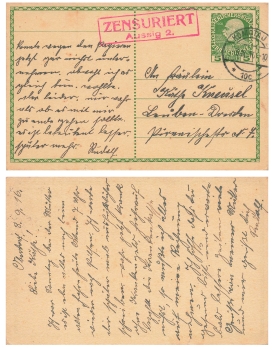 Osterreichische Post Ganzsache Zensuriert Aussig 2 o Komotau 1916