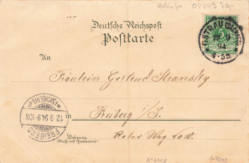 04749 Ostrau Litho Bahnhof Gasthof o 1894