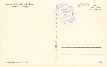 02797 Oybin Zittauer Gebirge Hochwaldbaude * 1963
