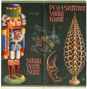 PGH Seiffener Volkskunst folding brochure around 1950