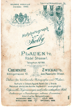 Plauen, Vogtland – Cabinet photograph by Court Photographer Kolby, c. 1895