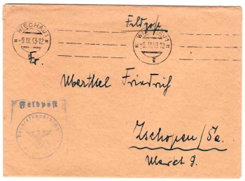 Feldpostnummer 20995 D  Feldpost 2.WKPanzertruppenschule Feldpost 2.WK o Wischau 1 9.9.1943