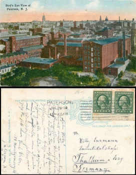 Paterson New Jersey Birds Eye View o 29.7.1914