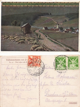 Paul Hey Volksliederkarte Nr. 45 Nun ruhen alle Wälder ... o 1924