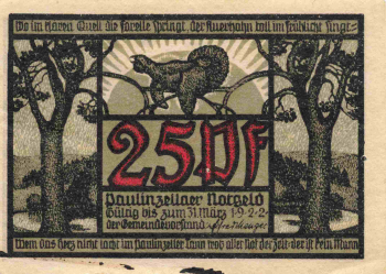 Paulinzella Notgeldschein 25 Pfennig 1922
