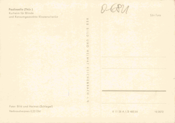 Paulinzella Kurheim für Blinde Gaststätte Klosterschänke * 1972