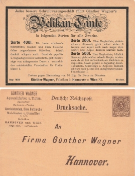 Pelikan ink private gift matter Reichspost 3 Pfennig * around 1900