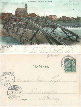 09322 Penig Sachsen Muldenbrücke Stadtkiche und Schulen o 1.8.1901