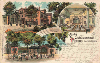 Penig Sachsen Schützenhaus Inhaber Ernst Lesch Litho o 1909